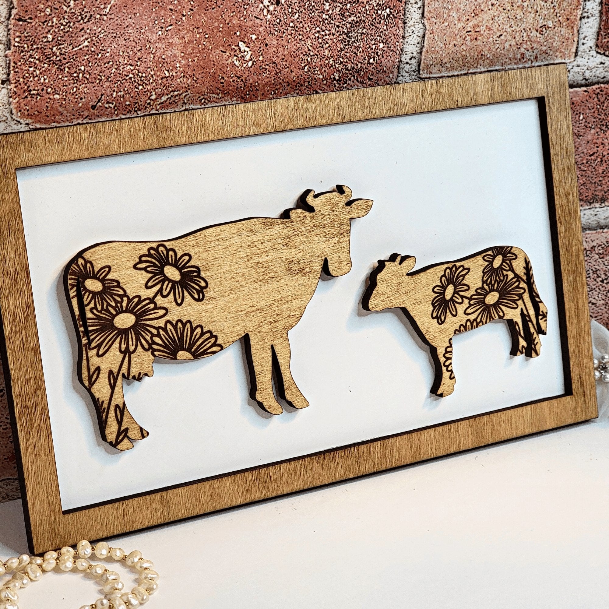 Cow Mommy & Me Animal Sign - Designodeal