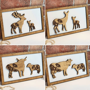 Cow Mommy & Me Animal Sign - Designodeal