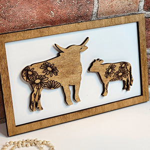 Cow Mommy & Me Animal Sign - Designodeal