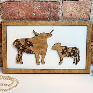 Cow Mommy & Me Animal Sign - Designodeal