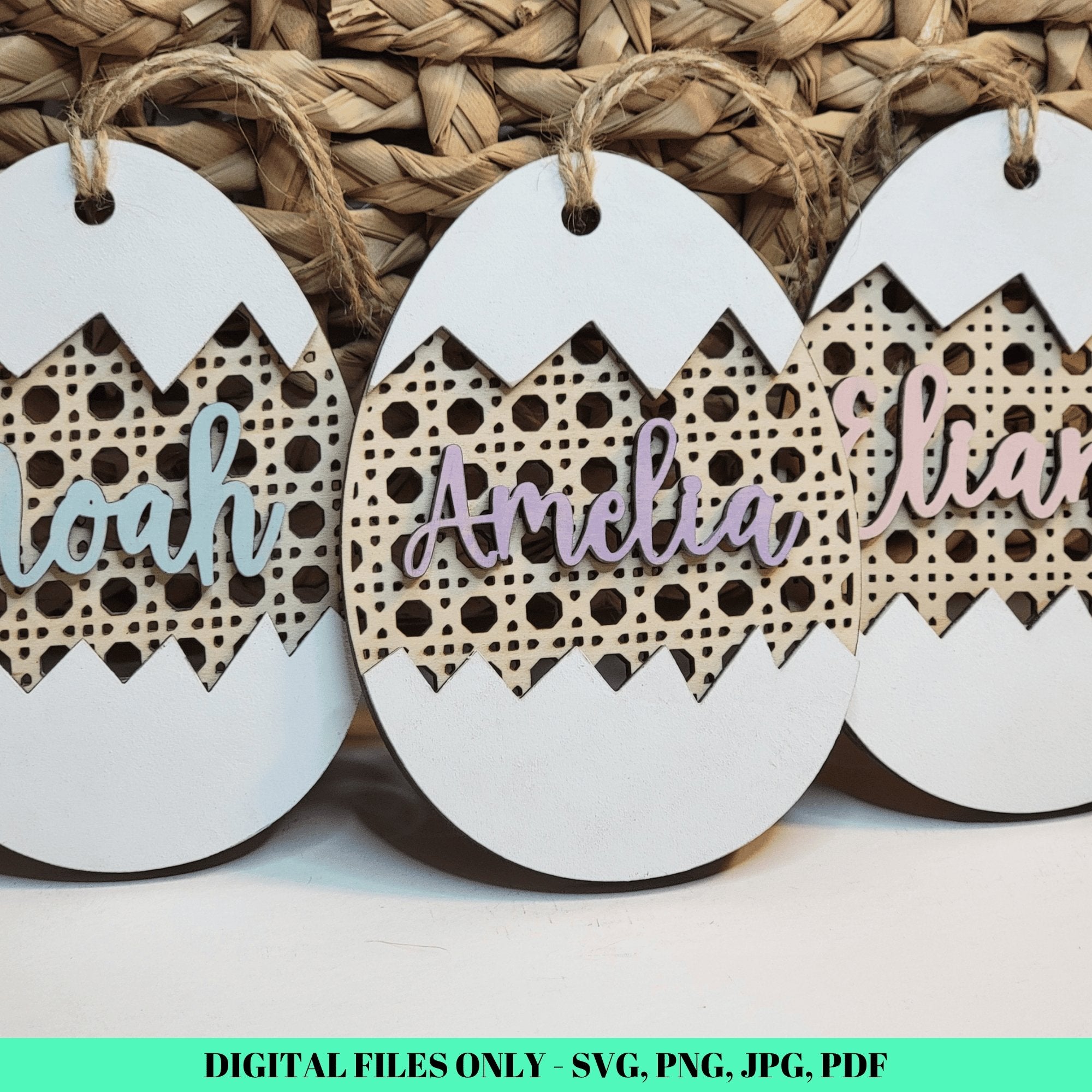 Cracked Egg Easter Basket Name Tags SVG Digital Download Laser Files - Designodeal