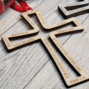Cross John 3:16 Inscription Christmas Ornament - Designodeal