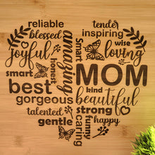 Load image into Gallery viewer, Custom Engraved Heart Mom Bamboo Cutting Board - Designodeal
