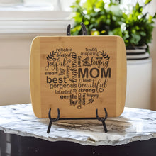 Load image into Gallery viewer, Custom Engraved Heart Mom Bamboo Cutting Board - Designodeal
