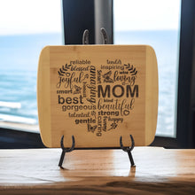 Load image into Gallery viewer, Custom Engraved Heart Mom Bamboo Cutting Board - Designodeal
