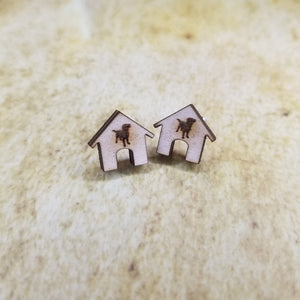 Dog House Maple Wood Stud Earrings - Designodeal