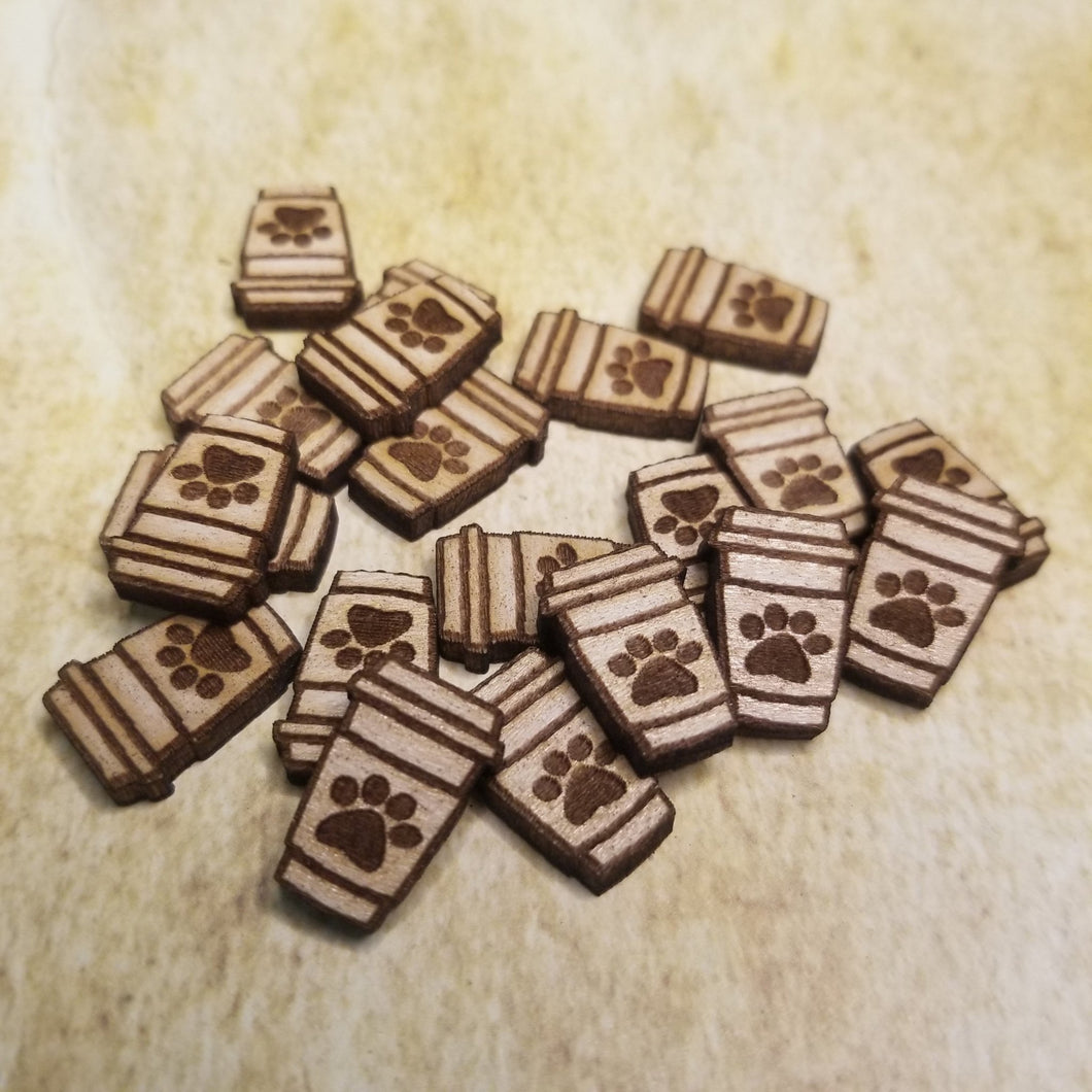 Dog Paw Print Coffee Cup Wood Stud Earring Blanks and Wood Confetti - Designodeal