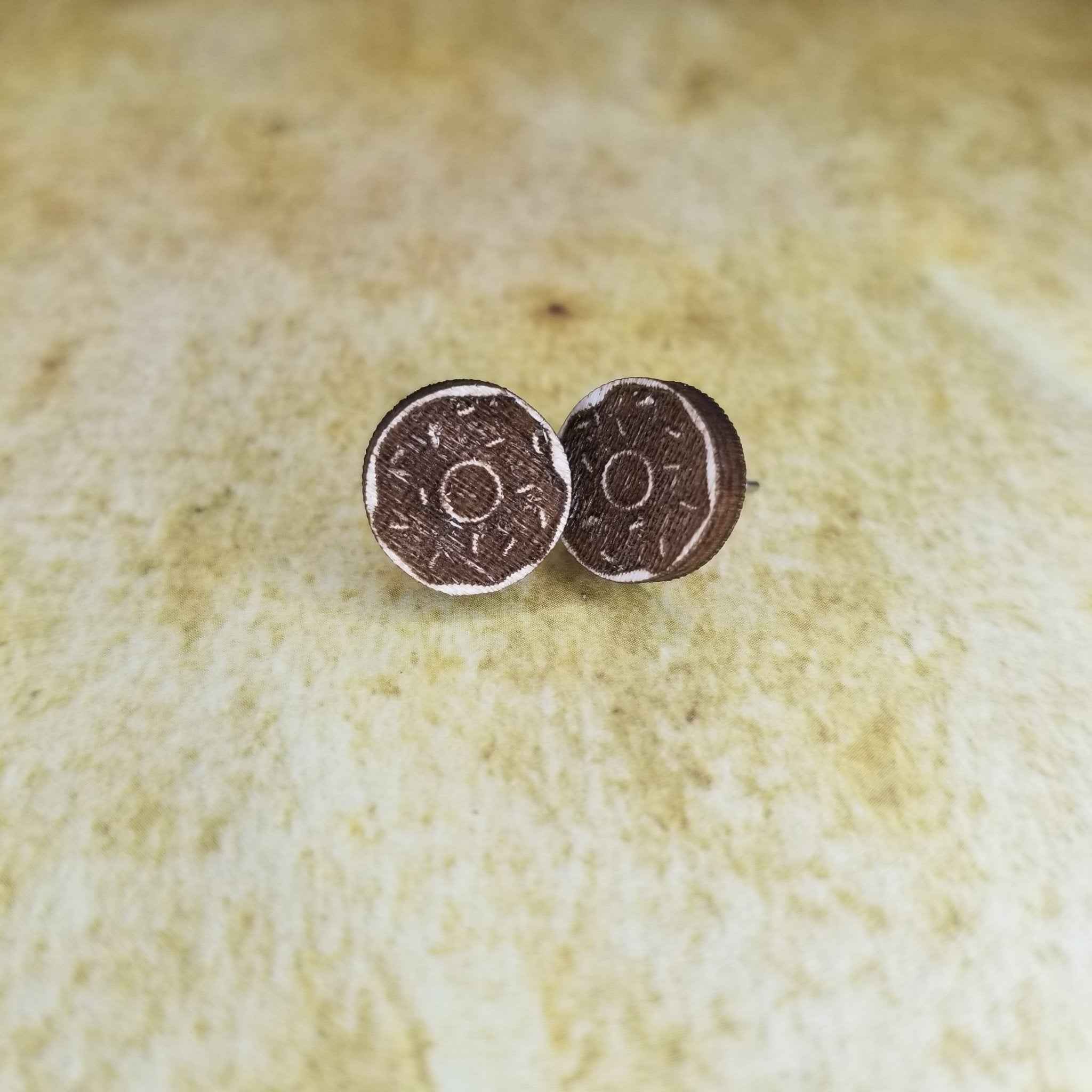 Donut Maple Wood Stud Earrings