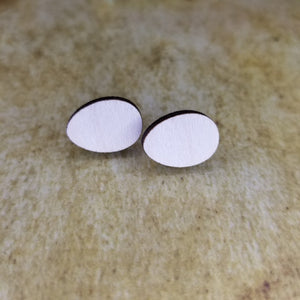 Egg Shaped Plain Maple Wood Stud Earrings - Designodeal