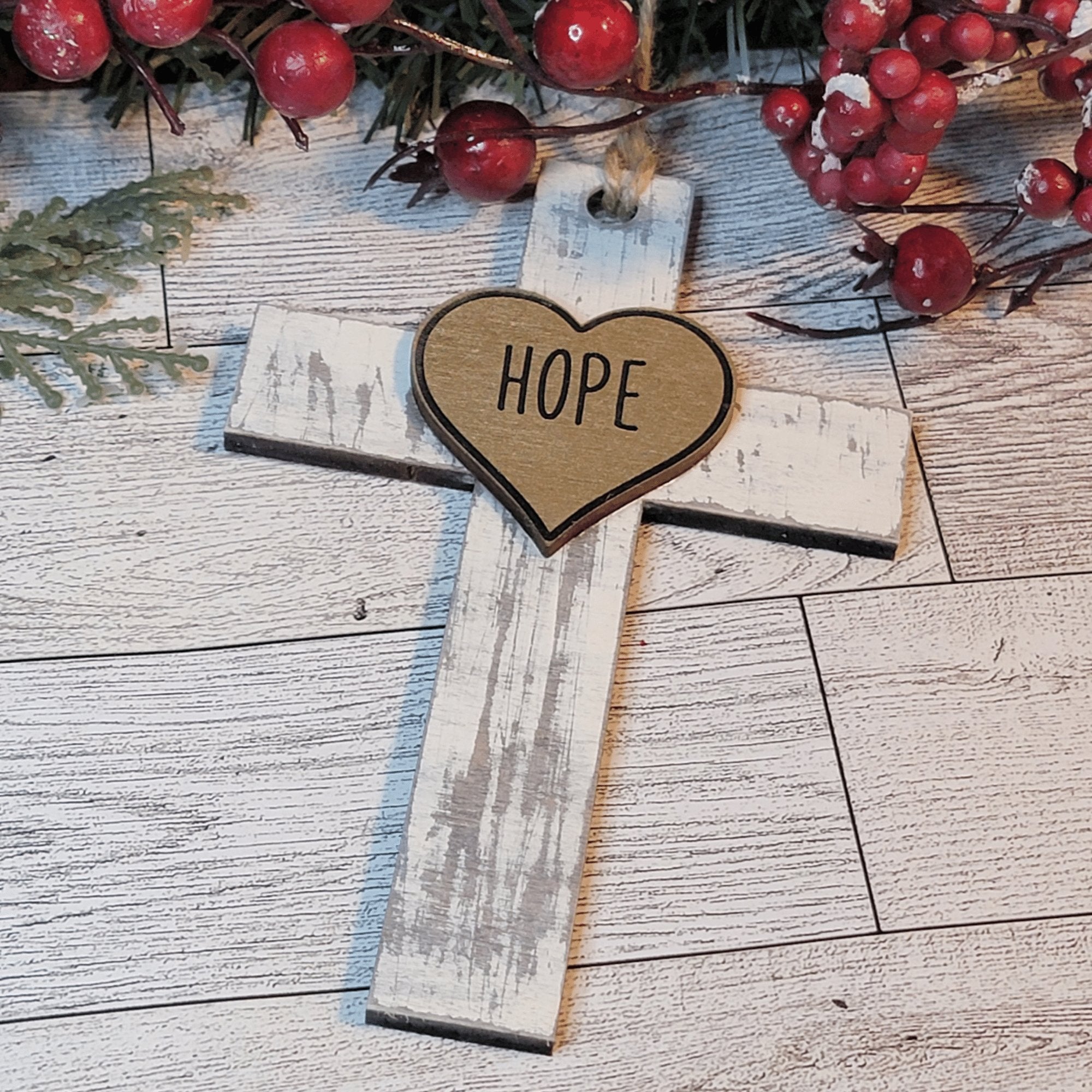 Faith Hope Love Peace Cross with Heart Christmas Ornament - Designodeal