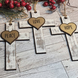 Faith Hope Love Peace Cross with Heart Christmas Ornament - Designodeal