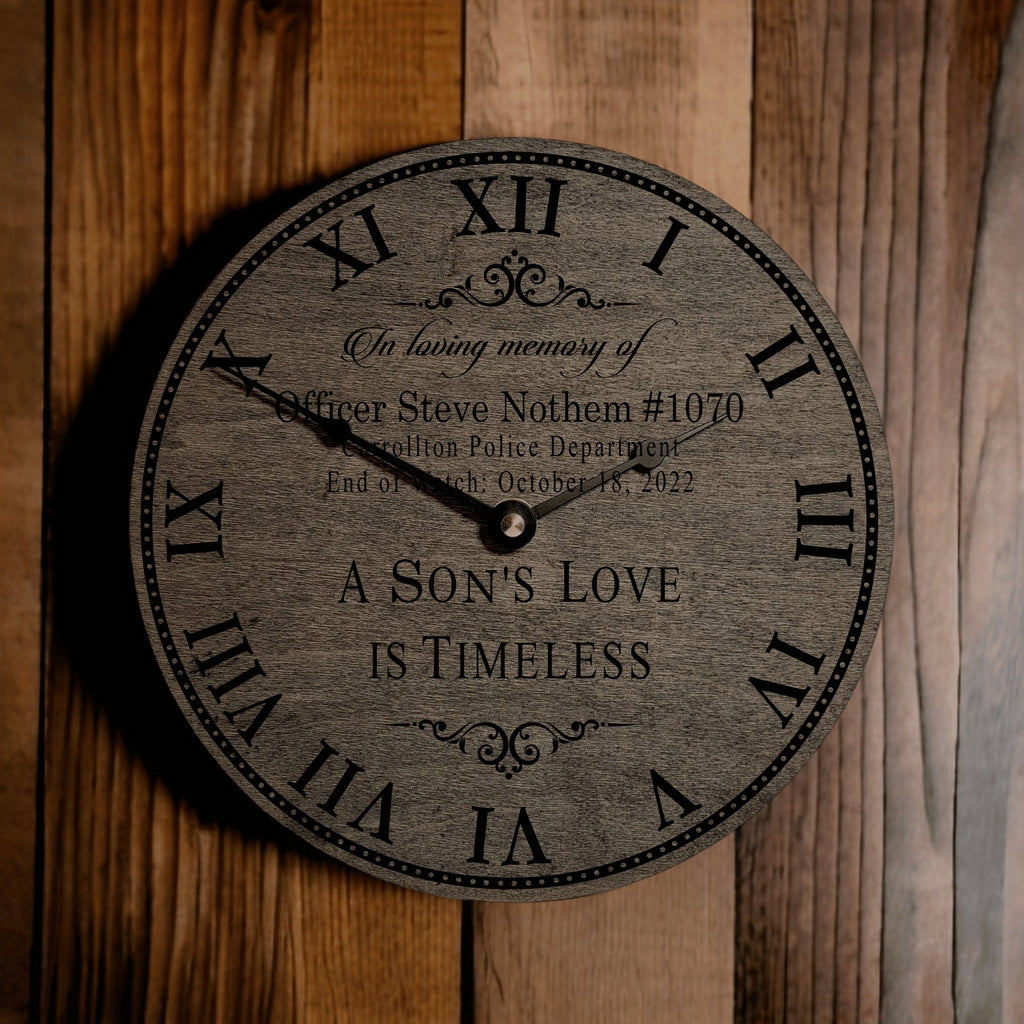 Fallen Officer Personalized Son's Love Is Timeless Memorial Clock - Designodeal