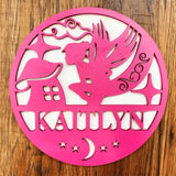 Fantasy Series Round Name Sign With Backer - Designodeal