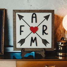 Load image into Gallery viewer, Farm With Arrows Wood Framed Sign - Designodeal
