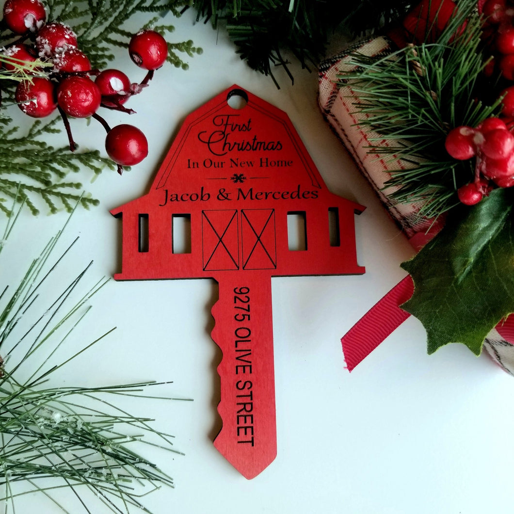 Farmhouse Red Barn New Home Personalized Ornament - Designodeal