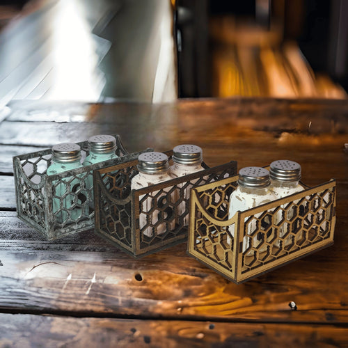 Farmhouse Wood Chicken Wire Salt & Pepper Shaker Holder - Designodeal
