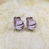 Faux Hand Grenade Maple Wood Stud Earrings - Designodeal