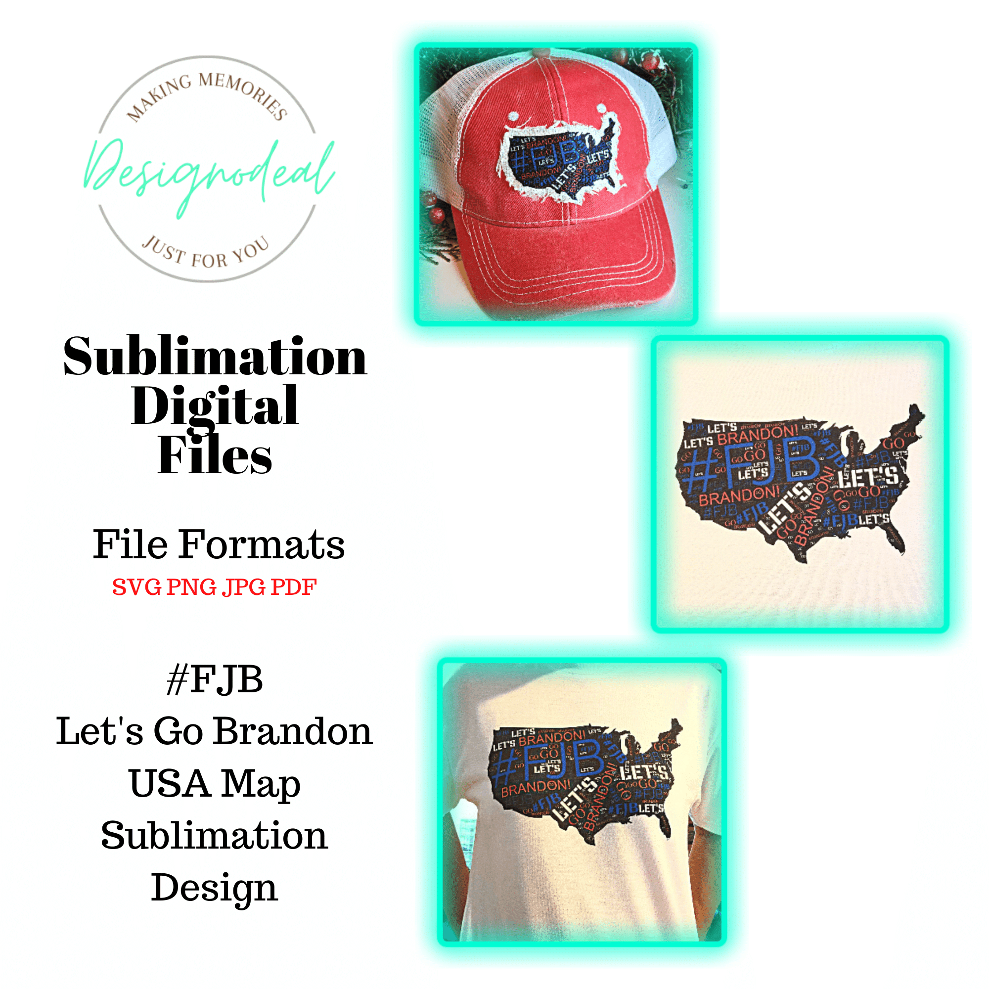 Let's Go Brandon FJB USA Map Word Art Sublimation Design SVG PNG DIGITAL DOWNLOAD Files