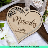 Floral Heart Wedding Hanger Laser Digital File Only - Designodeal