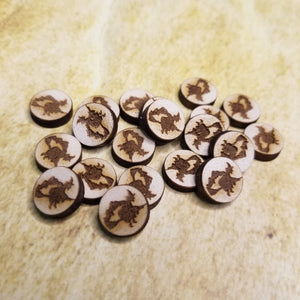 Flying Witch Round Wood Stud Earring Blanks and Wood Confetti - Designodeal