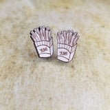 French Fries Maple Wood Stud Earrings - Designodeal