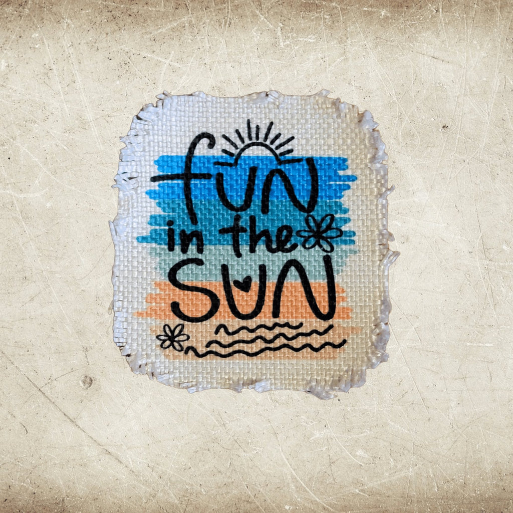 Fun in the Sun Summer Frayed Sublimation Hat Patches - Designodeal