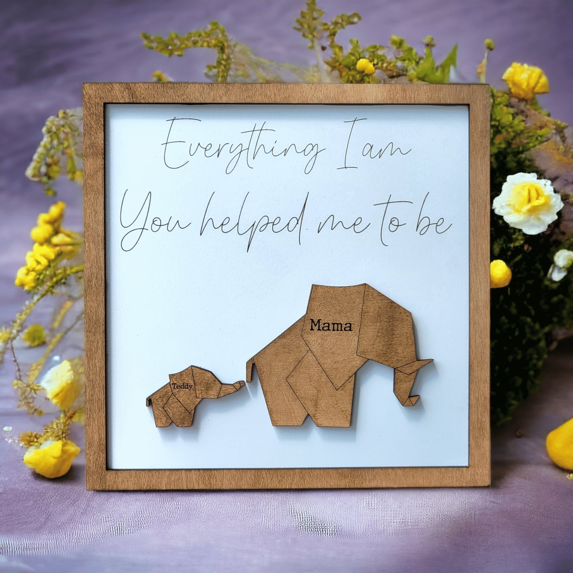 Geometric Elephant Family Sign for Mom or Dad Personalized Gift - Designodeal