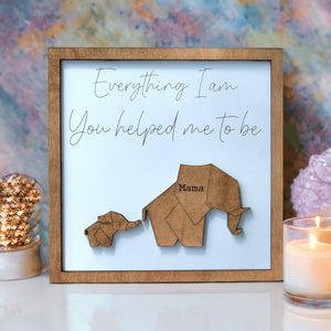 Geometric Elephant Family Sign for Mom or Dad Personalized Gift - Designodeal