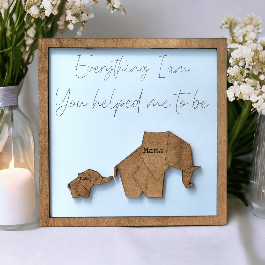 Geometric Elephant Family Sign for Mom or Dad Personalized Gift - Designodeal