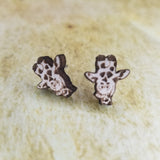 Giraffe Maple Wood Stud Earrings - Designodeal