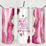 Girl Boss Pink Agate Sublimation Tumbler Straight Skinny - Designodeal