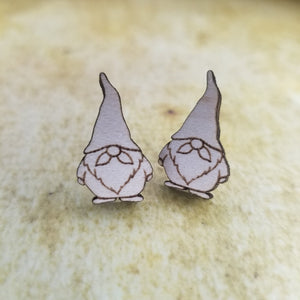 Gnome Maple Wood Stud Earrings - Designodeal