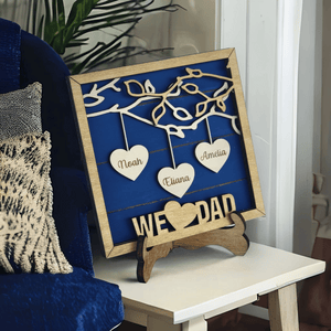 Personalized Hanging Hearts Dad Sign