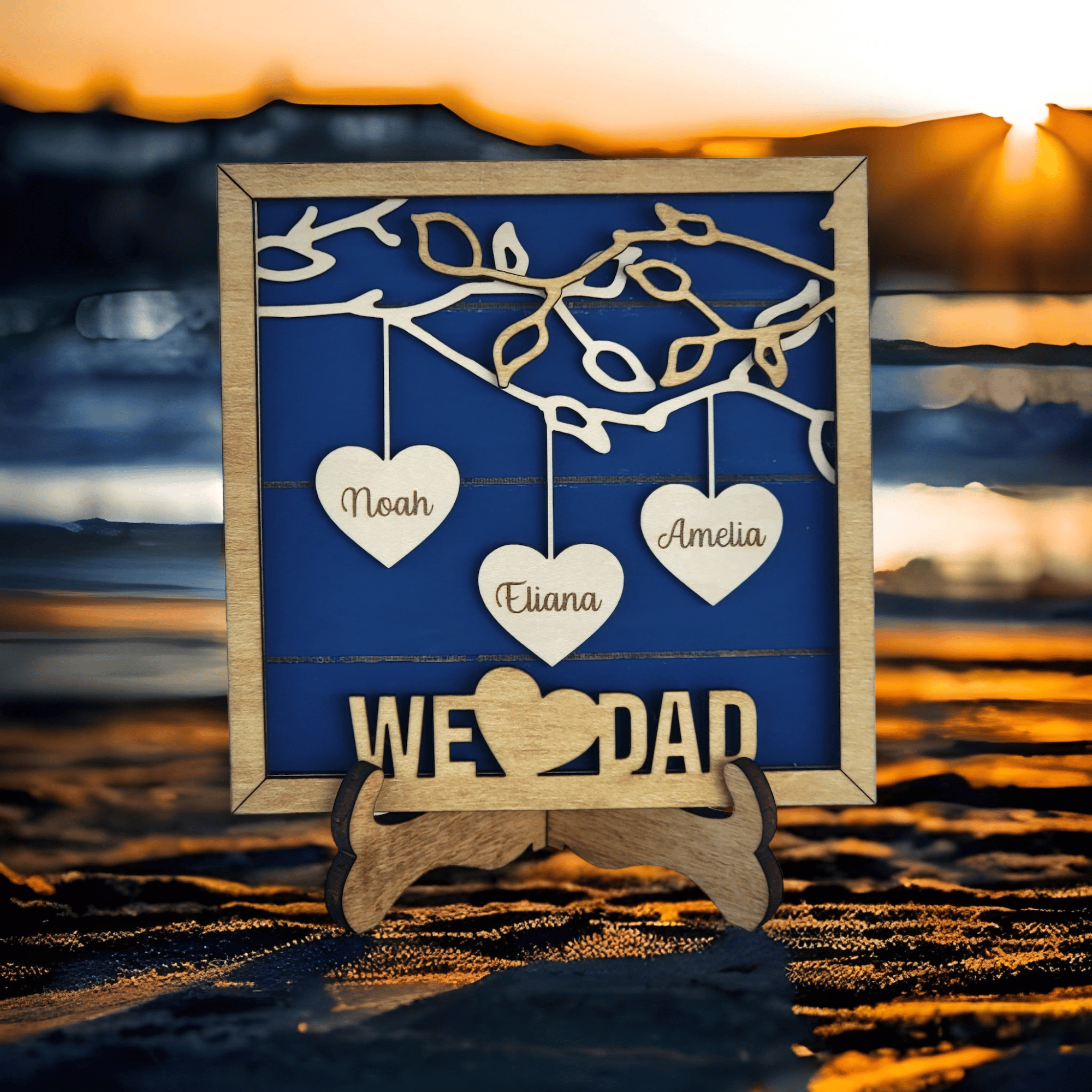 Personalized Hanging Hearts Dad Sign