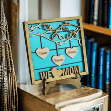 Load image into Gallery viewer, Personalized Hanging Hearts Mom Sign
