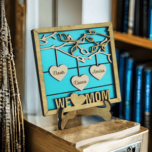 Personalized Hanging Hearts Mom Sign