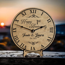 Load image into Gallery viewer, Happy 1st Wedding Anniversary Clock - Designodeal
