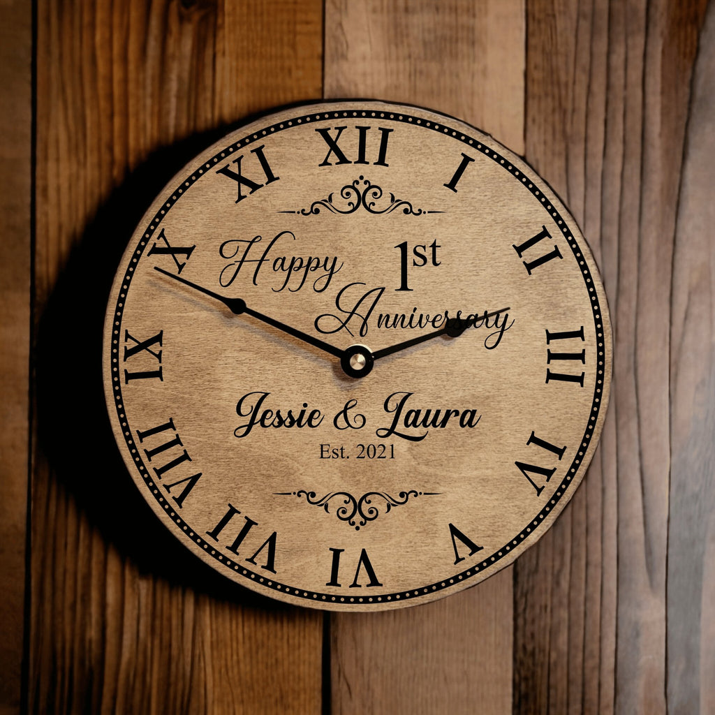 Happy 1st Wedding Anniversary Clock Designodeal