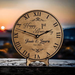 Happy 1st Wedding Anniversary Clock - Designodeal