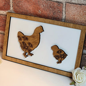 Hen Chicken Daddy & Me Animal Sign - Designodeal