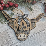 Highland Cow Farmhouse Christmas Ornament - Designodeal