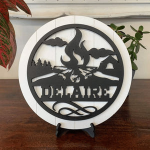 Home Decor Series Round Name Sign With Backer - Designodeal