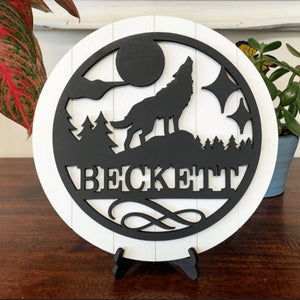 Home Decor Series Round Name Sign With Backer - Designodeal