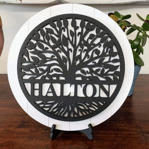Home Decor Series Round Name Sign With Backer - Designodeal