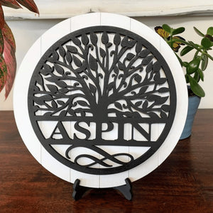 Home Decor Series Round Name Sign With Backer - Designodeal
