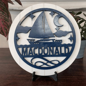 Home Decor Series Round Name Sign With Backer - Designodeal