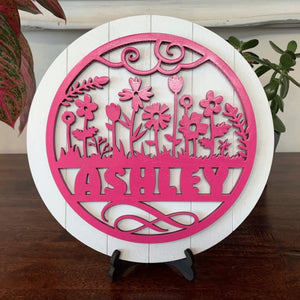 Home Decor Series Round Name Sign With Backer - Designodeal