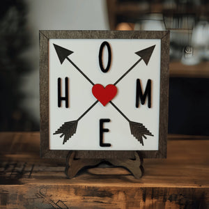 Home With Arrows Wood Framed Sign - Designodeal