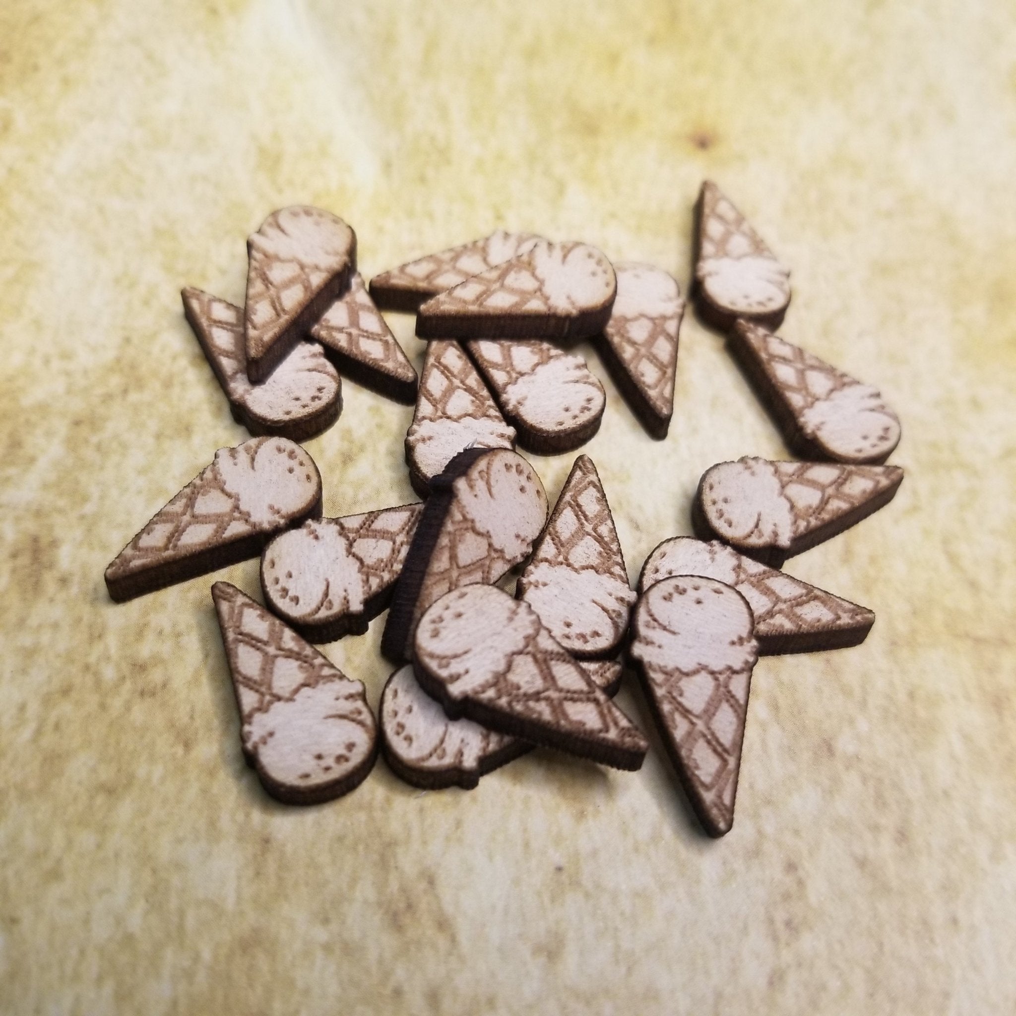 Ice Cream Cone Wood Stud Earring Blanks and Wood Confetti - Designodeal