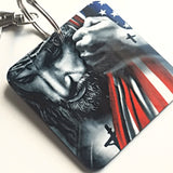 Jesus Christ with American Flag Keychain - Designodeal